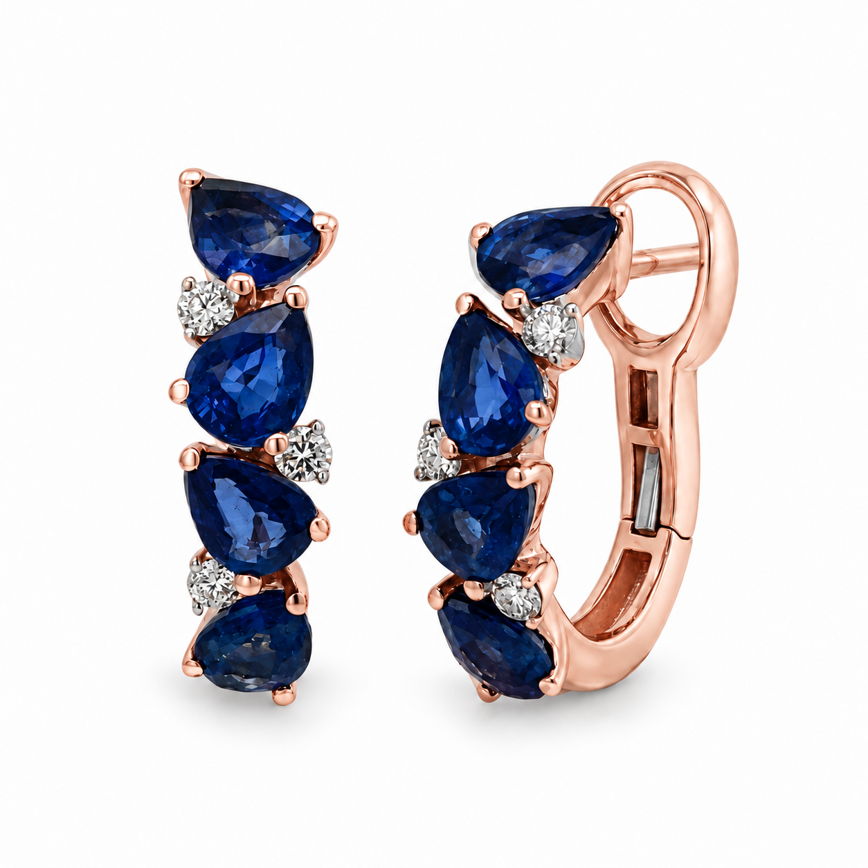 Slide Argollas con 8 Zafiros y Brillantes